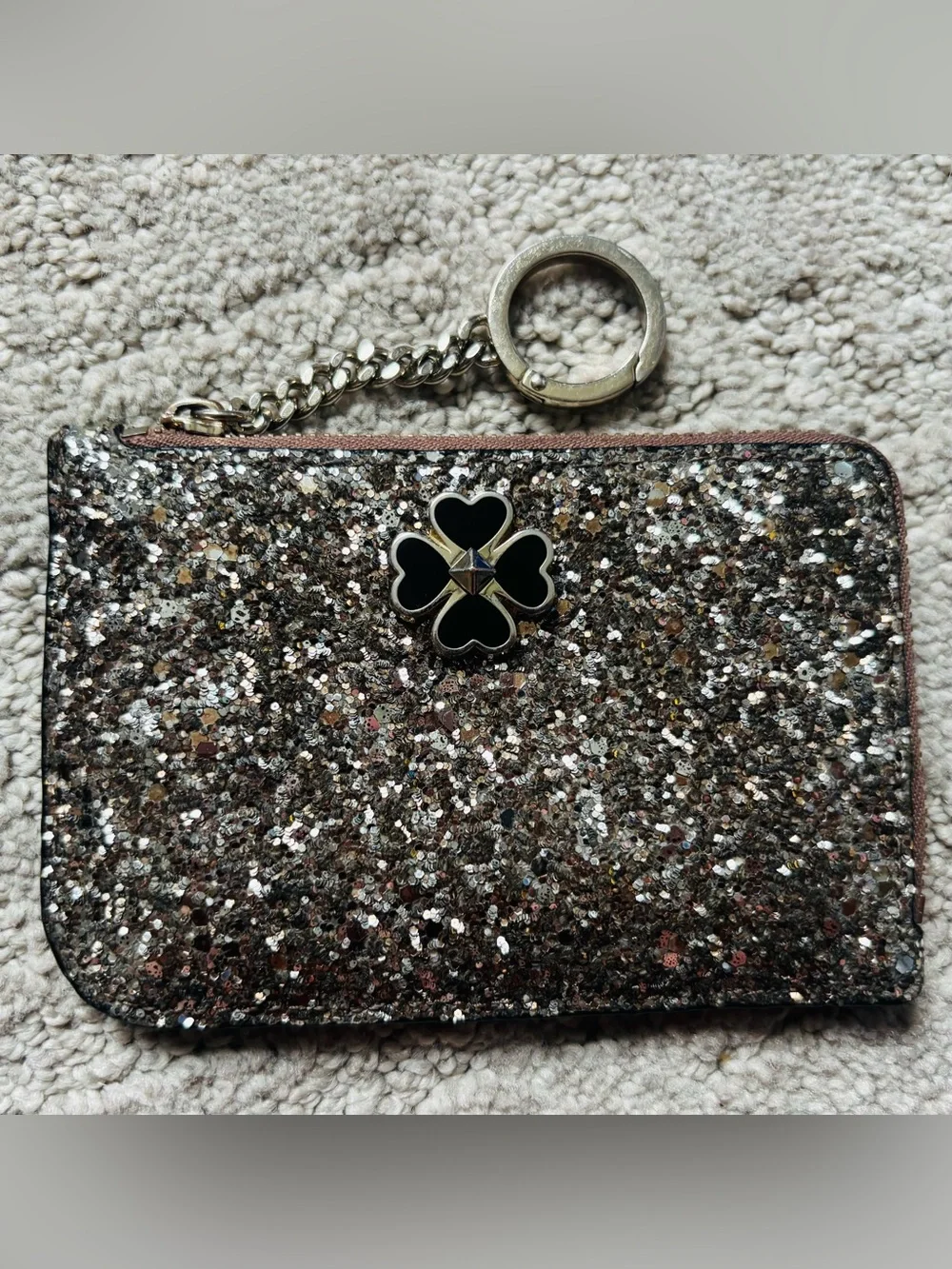 Kate Spade Odette Glitter L-Zip Card Holder